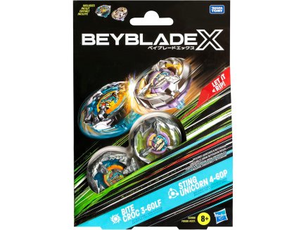 Coffret Pack Toupie Beyblade X : Croc 3-60LF et Sting Unicorn 4-60P - Type attaque et quilibre - Dual Pack - Hasbro G0199