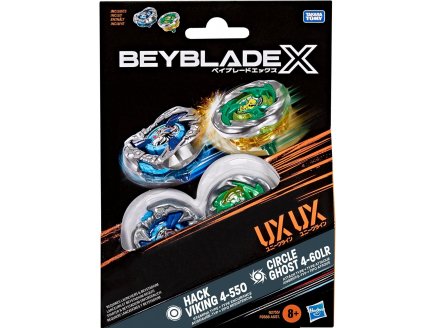 Coffret Pack Toupie Beyblade X : Hack Viking 4-550 et Circle Ghost 4-60 LR - Type Endurance et Attaque - Dual Pack - G2755