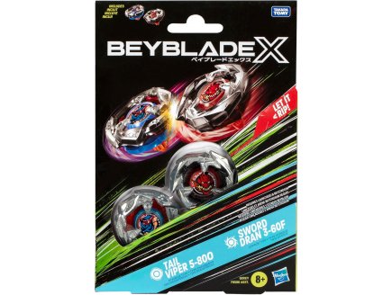 Coffret Pack Toupie Beyblade X : Tail Viper 5-80O + Sword Dran 3-60F - Type endurance et Attaque - Dual Pack - Hasbro G0197