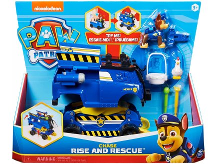 COFFRET PAT PATROUILLE DELUXE : CHASE ET SON VEHICULE DE POLICE SECOURS TRANSFORMABLE - 2 FIGURINES - CHIEN - PAW PATROL - SPIN MASTER - 20136012