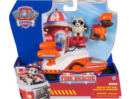 Coffret Pat Patrouille Fire Rescue : Bateau de Pompier + Zuma et raton Laveur - Vhicule - Figurine Chien - Paw Patrol - Spin master