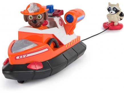 Coffret Pat Patrouille Fire Rescue : Bateau de Pompier + Zuma et raton Laveur - Vhicule - Figurine Chien - Paw Patrol - Spin master