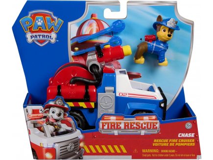 Coffret Pat Patrouille Fire Rescue : Camion de Police + Chase - Vhicule - Figurine Chien - Paw Patrol - Spin master