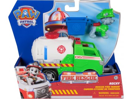 Coffret Pat Patrouille Fire Rescue : Rocky avec son Camion-Citerne de Pompier - Vhicule - Figurine - Paw Patrol - Spin Master - 20151439