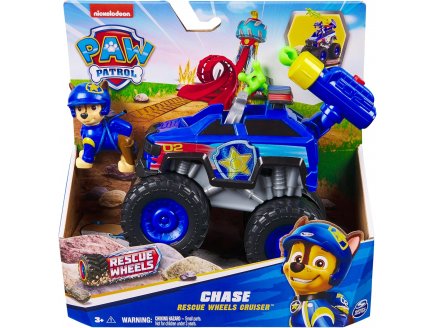 COFFRET PAT PATROUILLE RESCUE WHEELS : TOUT TERRAIN CAMION POLICE + CHASE - VEHICULE TRANSFORMABLE - FIGURINE CHIEN - PAW PATROL - SPIN MASTER