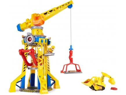 Coffret pat patrouille ruben & cie : grue de chantier 60cm haut sons et lumiere + figurine ruben + vehicule - chien - paw patrol - Spin master