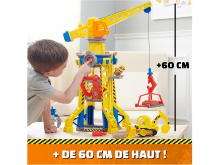 Coffret pat patrouille ruben & cie : grue de chantier 60cm haut sons et lumiere + figurine ruben + vehicule - chien - paw patrol - Spin master