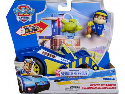 Coffret Pat Patrouille Search & Rescue : Bulldozer de police + Chase + tortue - V�hicule Sauvetage - Figurine chien - Paw Patrol - Spin Master