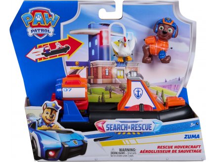 Coffret Pat Patrouille Search & Rescue : Hovercraft retro friction + Zuma + Poule - V�hicule Sauvetage - Figurine chien - Paw Patrol - Spin Master