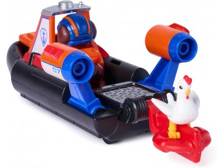 Coffret Pat Patrouille Search & Rescue : Hovercraft retro friction + Zuma + Poule - V�hicule Sauvetage - Figurine chien - Paw Patrol - Spin Master