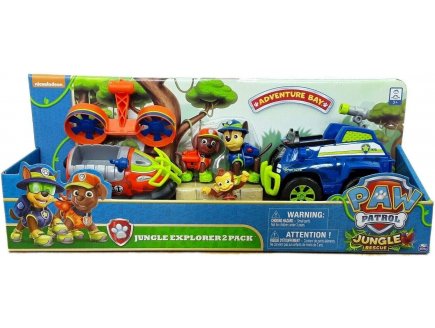 COFFRET PAT PATROUILLE ZUMA + AEROGLISSEUR + CHASE ET LE TOUT TERRAIN POLICE- FIGURINE CHIEN - PAW PATROL JUNGLE RESCUE - SPIN MASTER