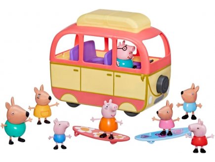 Coffret Peppa le cochon : Camping Car Voyage en Australie + 8 figurines + 4 accessoires - figurines Peppa pig - mini univers