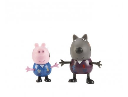 COFFRET PEPPA PIG : DANNY ET GEORGES - CHIEN ET COCHON - 2 FIGURINES - MONDE MINIATURE