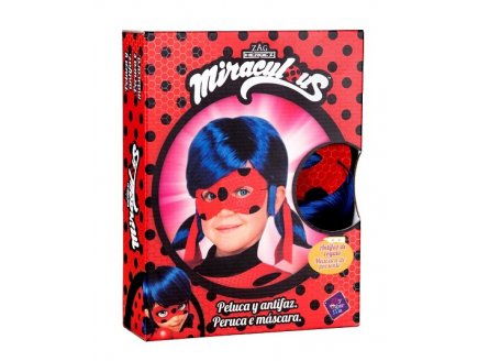 COFFRET PERRUQUE ET MASQUE LADYBUG ENFANT - MIRACULOUS - ACCESSOIRES DEGUISEMENT