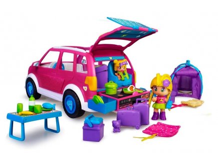Coffret pinypon camping car avec figurines et accessoires - Famosa - 7017015 - van, mini poupee