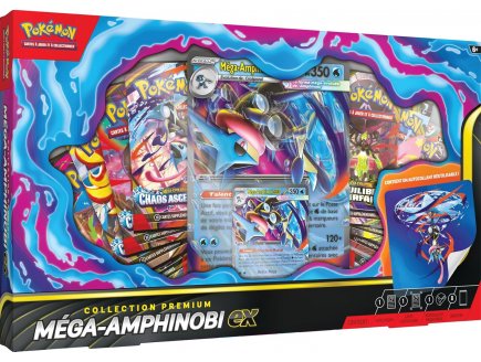 Coffret Pokemon Méga-Amphinobi EX PV 350 - Collection Premium - 8 Boosters - Cartes à collectionner Française