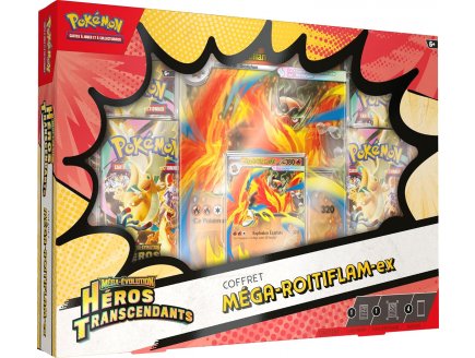 Coffret Pokemon M�ga-�volution ME2.5 : H�ros Transcendants M�ga-Roitiflam-ex - EX PV 380 - 4 Boosters - Cartes � collectionner Fran�ais