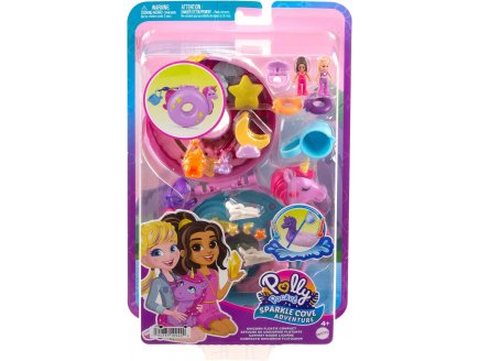 COFFRET POLLY POCKET BOUEE LICORNE : PISCINE + 2 FIGURINE + 12 ACCESSOIRES - MATTEL - HKV34 - POUPEE