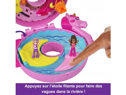 Coffret polly pocket bouee licorne : piscine + 2 figurine + 12 accessoires - Mattel - hkv34 - poupee