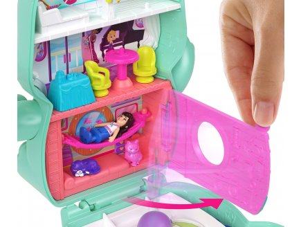 Coffret Polly Pocket Chaton : Croisi�re du chaton + 1 figurine + 2 Animaux + 10 accessoires - Mattel - JCR37 - Poup�e