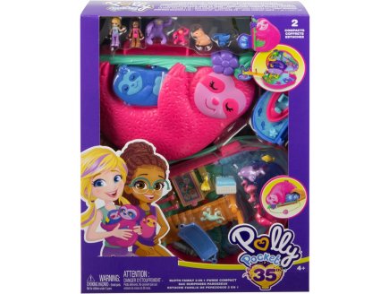 Coffret Polly Pocket sac surprises paresseux + 2 figurines + 12 accessoires - poupe - Mattel - HRD40
