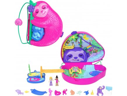 Coffret Polly Pocket sac surprises paresseux + 2 figurines + 12 accessoires - poupe - Mattel - HRD40