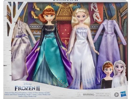 COFFRET POUPEE REINE DES NEIGES II - ANNA ET ELSA TENUES ROYALES : 2 POUPEES - 4 TENUES - DISNEY FROZEN - HASBRO - F2063