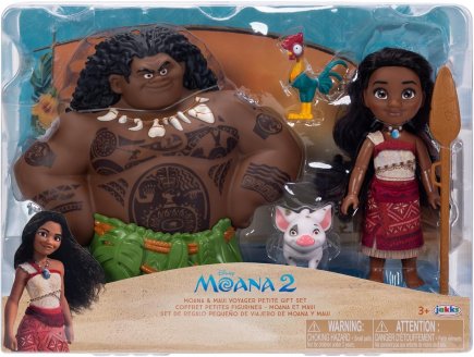 Coffret Poupée Vaiana 2 : Poupée Vaiana Maui Cochon Pua et poulet Heihei + 1 accessoire - Poupée Mannequin - Disney Princesse - Jakks