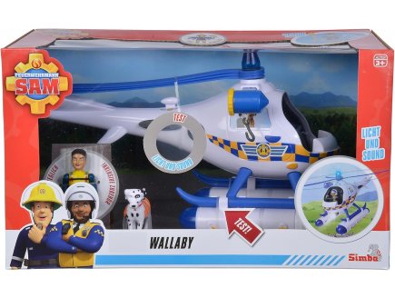 Coffret Sam le Pompier : L'Hlicoptre de Police avec sons et lumires et rose + Chien - Figurine et accessoires - Simba