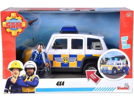 Coffret Sam le Pompier : Voiture de Police avec sons et lumires + Malcolm - Figurine et accessoires - Simba