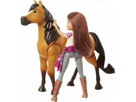 Coffret spirit l'indomptable : cheval spirit qui marche et poupee lucky + accessoires - Mattel