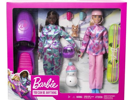 COFFRET SPORT D'HIVER MOTONEIGE DE BARBIE + SNOWBOARD + 2 POUPEES MANNEQUIN BARBIE + 6 ACCESSOIRES - MATTEL - HGM75