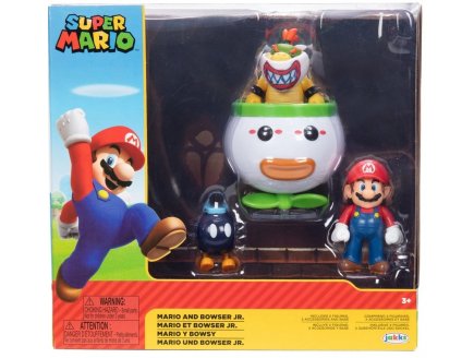 Coffret Super Mario 3 figurines : Bob-omb - Bowser Jr - Koopa Mobile et Mario - figurine et v�hicule Nintendo - Jakks