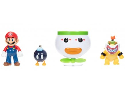 Coffret Super Mario 3 figurines : Bob-omb - Bowser Jr - Koopa Mobile et Mario - figurine et v�hicule Nintendo - Jakks