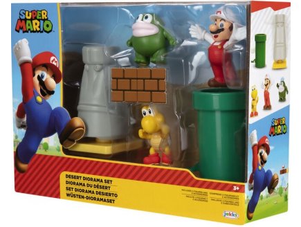 COFFRET SUPER MARIO 3 FIGURINES ET 2 ACCESSOIRES : DIORAMA DU DESERT - FIGURINE NINTENDO - JAKKS