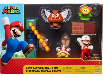 Coffret Super Mario 4 figurines et 1 accessoire : Diorama Du Chateau de Lave - figurine Nintendo - jakks