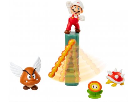 Coffret Super Mario 4 figurines et 1 accessoire : Diorama Du Chateau de Lave - figurine Nintendo - jakks