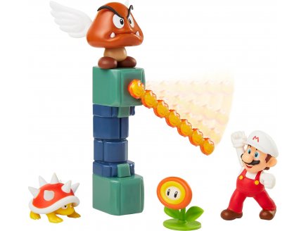 Coffret Super Mario 4 figurines et 1 accessoire : Diorama Du Chateau de Lave - figurine Nintendo - jakks