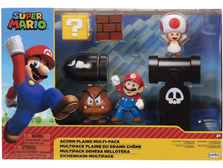 COFFRET SUPER MARIO 4 FIGURINES ET 1 ACCESSOIRE : PLAINE DU GRAND CHENE - FIGURINE NINTENDO - JAKKS