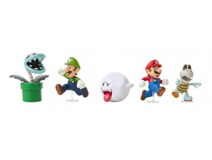 Coffret super mario 5 figurines : plante piranh'os luigi boo mario skelerex - figurine Nintendo - jakks