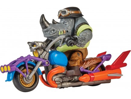 Coffret Tortues Ninja Moto de combat Chopper avec figurine Rocksteady 12 cm + 3 accessoires - TMNT - Turtles Mutant Mayhen - Giochi Preziosi
