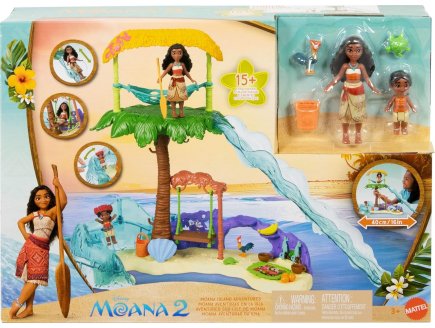 Coffret Vaiana 2 : Ile de Moana 40 cm + 2 Poup�es + 12 accessoires - Mini poup�e mannequin - Disney Princesse - Mattel - JFF12