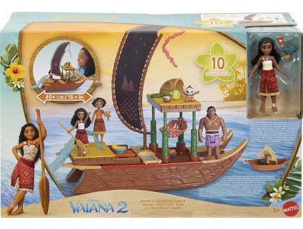 Coffret Vaiana 2 : Pirogue flottante 40 cm + Poup�e Vaiana + 10 accessoires - Mini poup�e mannequin - Disney Princesse - Mattel - JBT78