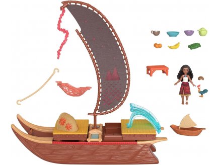 Coffret Vaiana 2 : Pirogue flottante 40 cm + Poup�e Vaiana + 10 accessoires - Mini poup�e mannequin - Disney Princesse - Mattel - JBT78