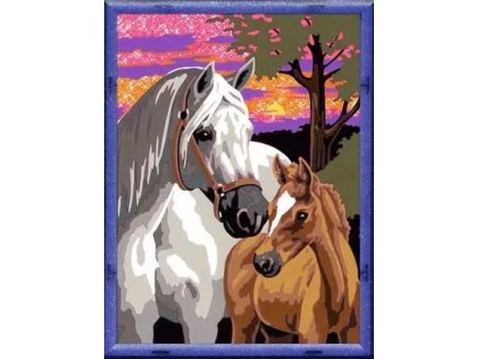 Creart brillant chevaux au coucher de soleil 18x24cm - numero d'art animaux - Ravensburger - 258093 - peinture