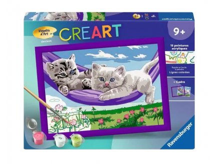 CREART CHATONS DANS LE HAMAC 24x18CM - NUMERO D'ART ANIMAUX - RAVENSBURGER - 28482 - PEINTURE