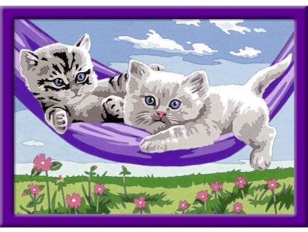 CREART CHATONS DANS LE HAMAC 24x18CM - NUMERO D'ART ANIMAUX - RAVENSBURGER - 28482 - PEINTURE