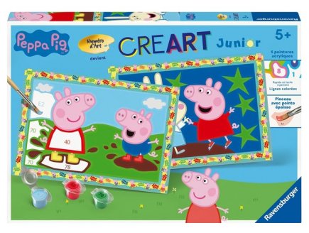 CREART JUNIOR PEPPA PIG - NUMERO D'ART - RAVENSBURGER - 257799 - KIT PEINTURE ENFANT 5/7 ANS