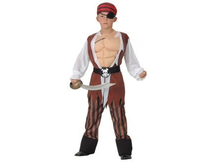 DEGUISEMENT PIRATE MUSCLE 7/9 ANS GARCON - COSTUME CORSAIRE - PANOPLIE ENFANT