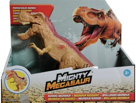 DINOSAURE T-REX BRUN RUGISSANT AVEC BLESSURE - DINO MEGASAUR MIGHTY AVEC SONS - 20 CM DE LONG - DRAGON-I TOYS